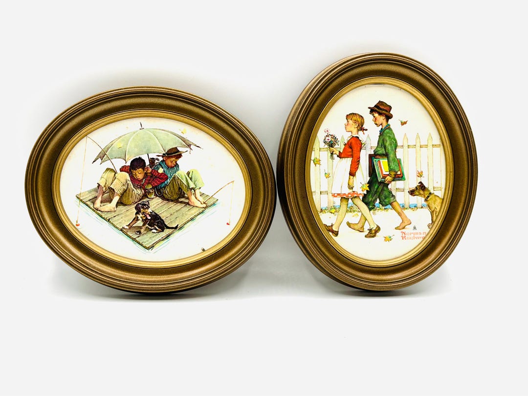 Vintage Norman Rockwell Print Oval Frame Wall Art of Your Choice Etsy