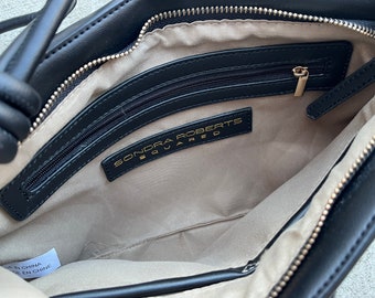 Discontinued_black Sondra Roberts Squared Black Faux Leather Woven