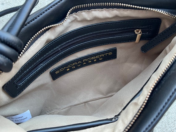Discontinued_black Sondra Roberts Squared Black Faux Leather Woven