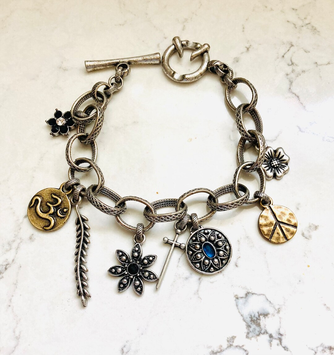 Vintage Lucky Brand Charm Silver Tone Bracelet - Etsy UK Vintage Lucky Brand Charm Silver Tone Bracelet - Etsy UK