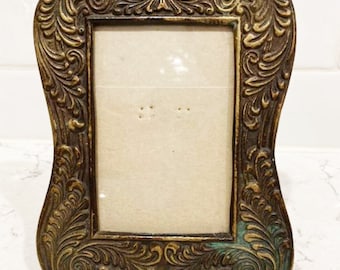 Vintage Handcrafted Silvestri Patina Silver Metal & Glass Picture Frame Vine 7 X 5” Heavy Duty