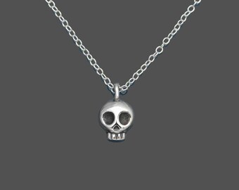 Life is Short_Sterling Silver Skull Dainty Necklace 18in