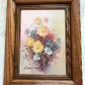 Vintage Signed Original by Robert Cox Oil Painting of Multi Color Floral Bouquet Certified Authenticity Artwork