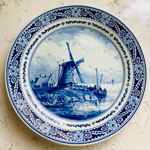 Vintage Koninklijke Porceleyne DELFT BLUE Collectible Hand Painted Porcelain Plate, Holland #2036