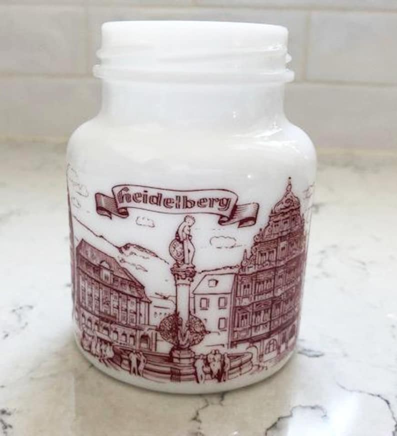 Vintage Heidelberg Small Milk Glass Mustard Jar without Lid image 1