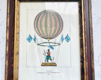 Vintage Frame of Color Print 'L'ascension de Margat sur son cerf Aeronaute Coco 1817' from 1950s