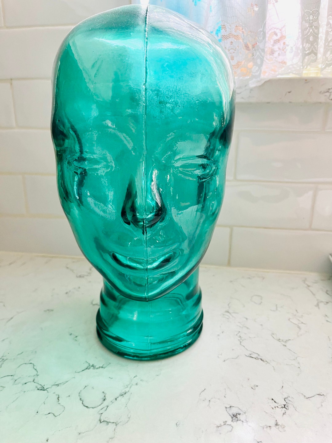 Vintage Teal Glass Display Mannequin Head 11.5 High Etsy