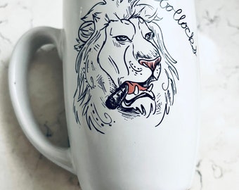 Dirty Dishes Savanna Style Lion with Cigar Mug by My Own Regret