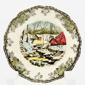 Vintage Johnson Brothers Friendly Village the Ice House Saucer, Trinket Bowl, Vanity Plate