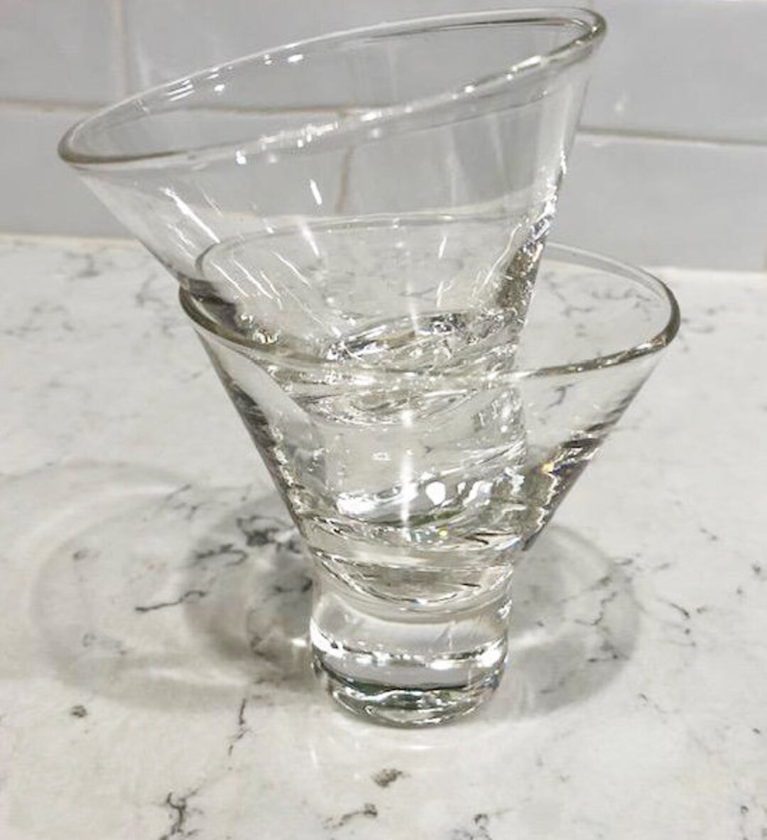 One Pair of Etched Discontinued Tanqueray Small Beautiful Clear Shiny ...