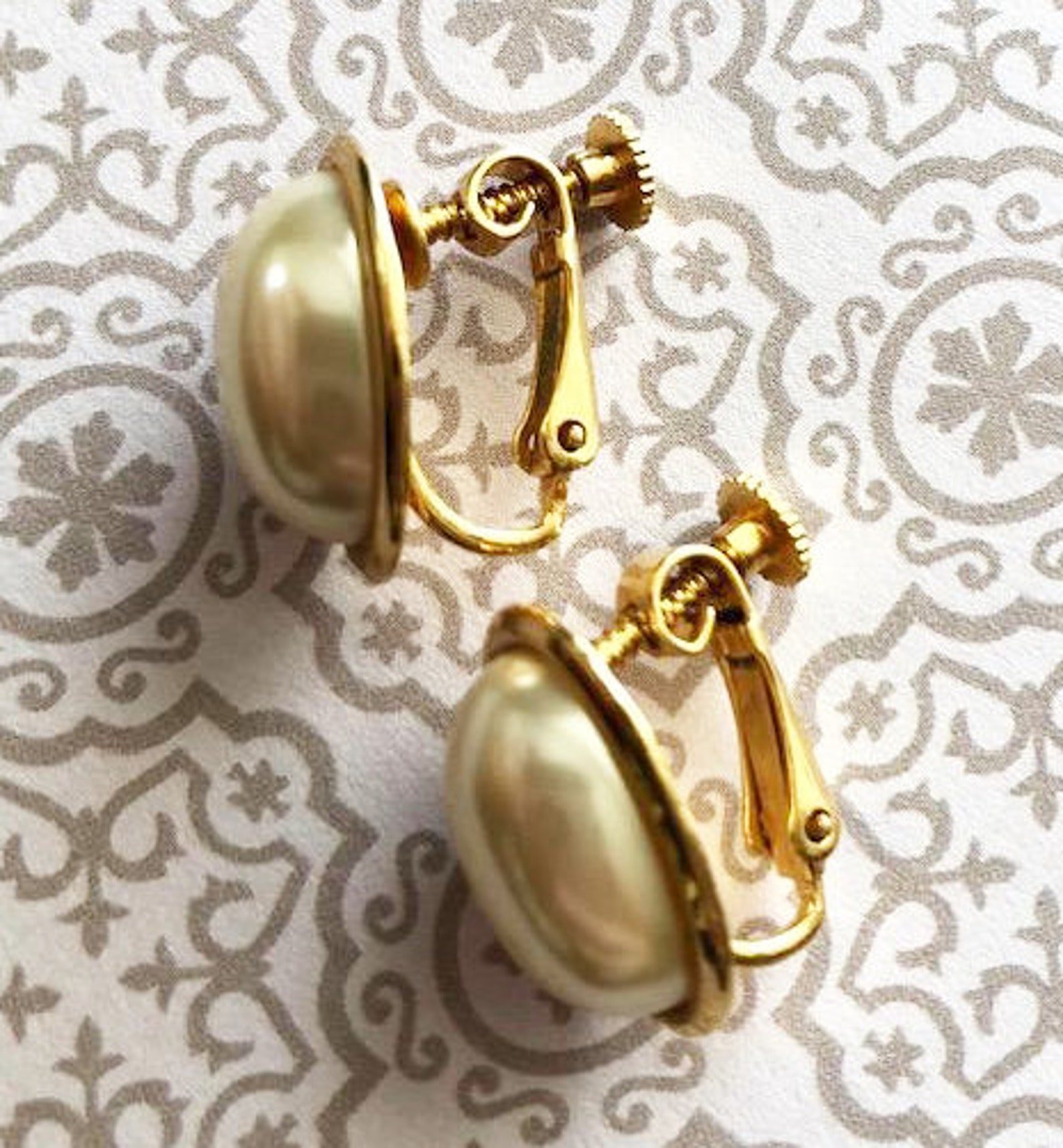 Pair of Vintage Napier Screw Back Pearl Stud Earrings Antique | Etsy