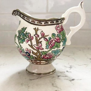 Vintage Coalport Indian Tree Floral Design Mid Century Creamer Made in England for Coffee, Collectable Antique Colorful Porcelain Creamer image 1
