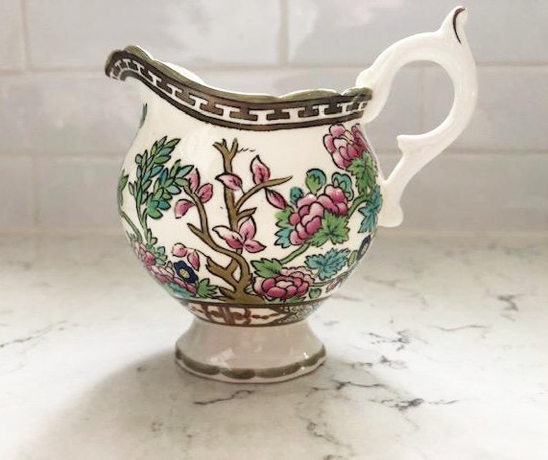 Vintage Coalport Indian Tree Floral Design Mid Century Creamer Made in England for Coffee, Collectable Antique Colorful Porcelain Creamer image 1