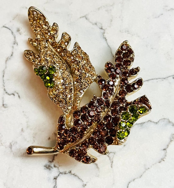 Broche Vintage En Ambre Feuille - Bijou Ancien Occasion