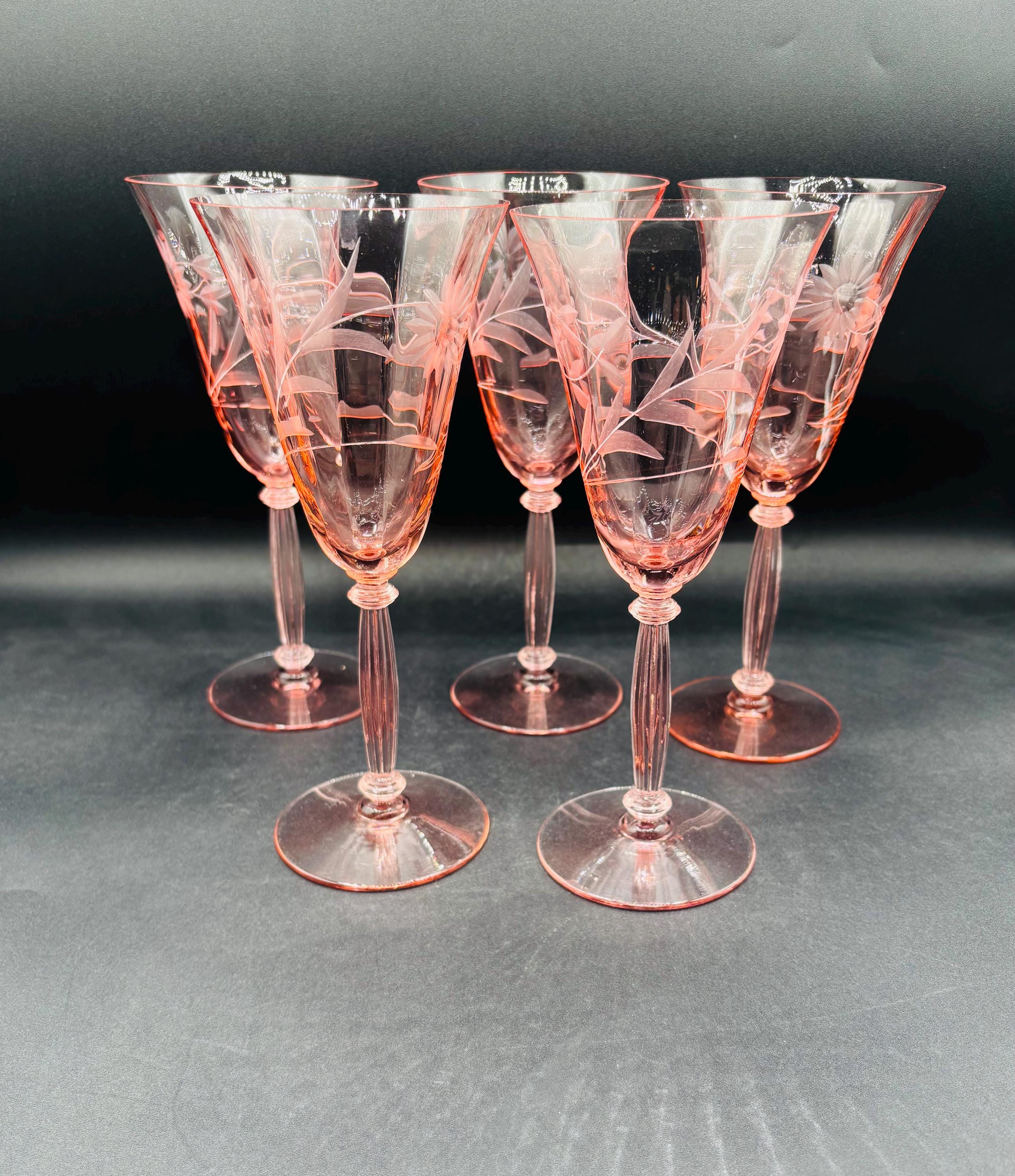 Pink Etched Goblets - Etsy