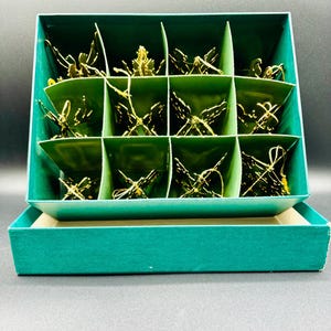 Vintage Rare Danbury Mint Christmas Gold Christmas Ornament Collection -Green Box Circa 1980s