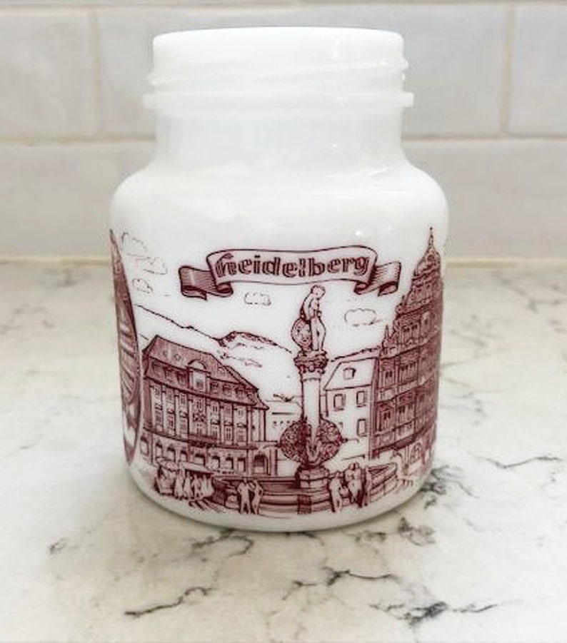 Vintage Heidelberg Small Milk Glass Mustard Jar without Lid image 4