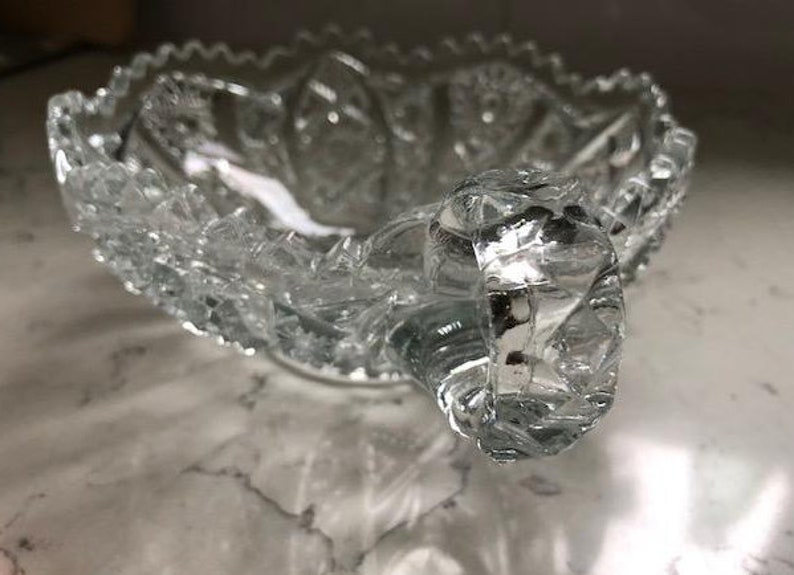 Vintage Handled Nappy Daisy and Button Clear Ohio by IMPERIAL GLASS-OHIO, Farmhouse Chic, Kitchen Decor image 5