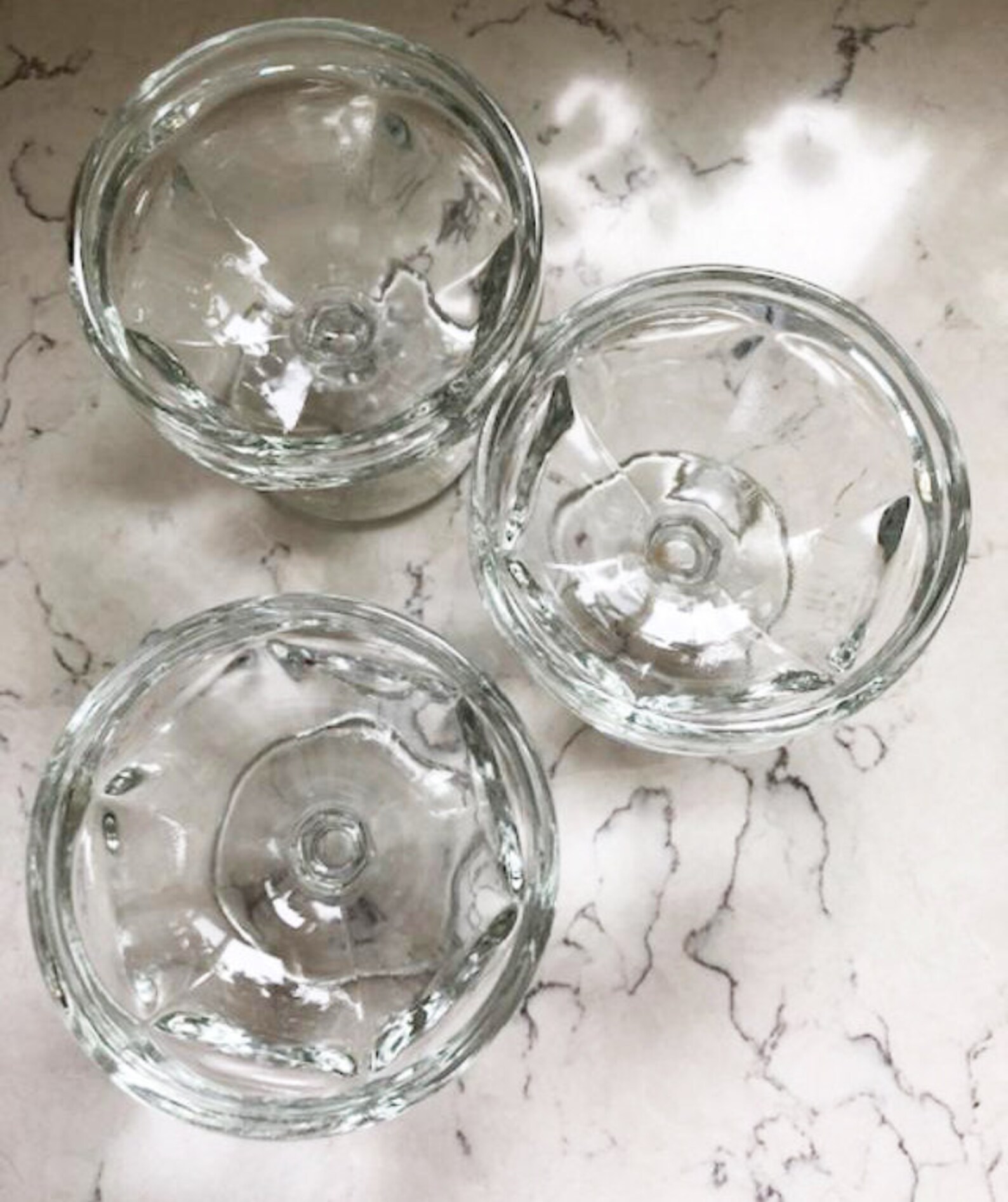 3 Vintage 6 Sided Round Footed Sherbet/ Pudding Glasses Etsy