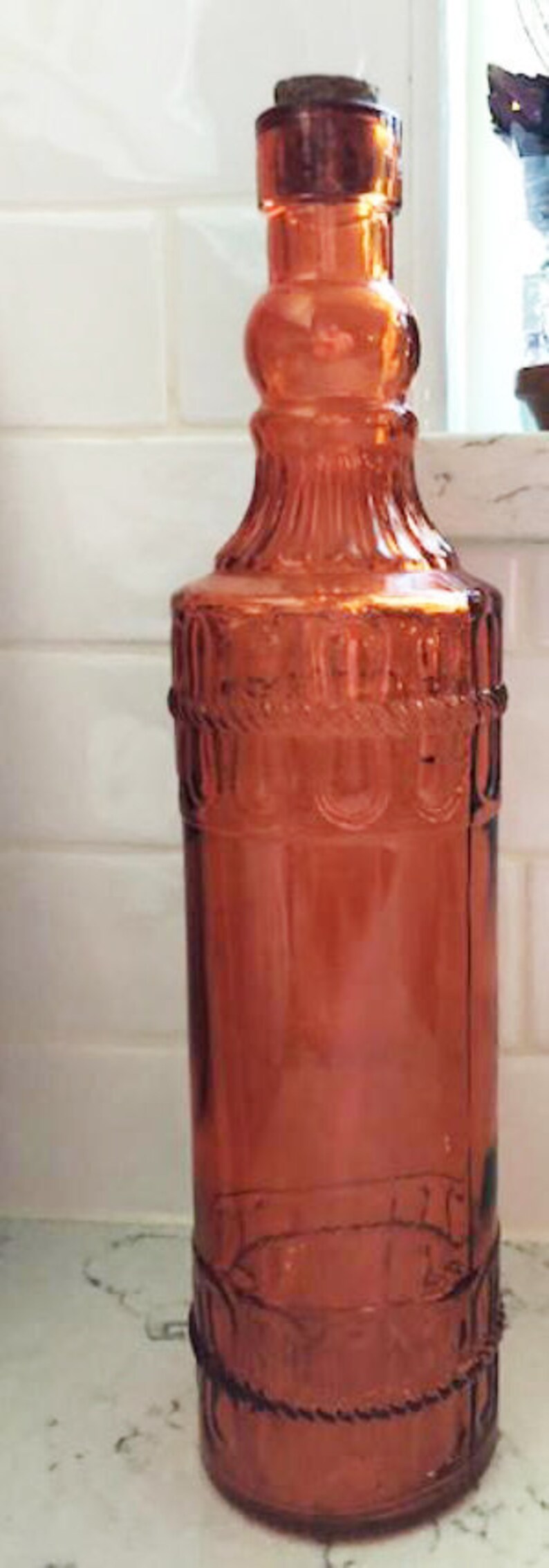 Vintage Decorative Orange Tall glass bottles/vase vintage Etsy