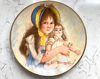 Vintage Circa 1978 Firmado Jan Hagara "Lisa y la muñeca Jumeau" Placa de coleccionistas