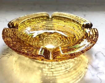 Like New Amber Vintage Ashtray, Antique Retro Home Goods, Yellow Glass Ash Tray, Home Catch All Tray