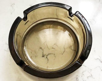 Vintage Circa 1960’s Smoked Glass Ashtray made in France, Antique Jewelry Bowl, Vintage Smudge Tray, Catch All Tray
