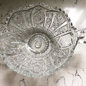 Vintage Handled Nappy Daisy and Button Clear (Ohio) by IMPERIAL GLASS-OHIO, Farmhouse Chic, Kitchen Decor