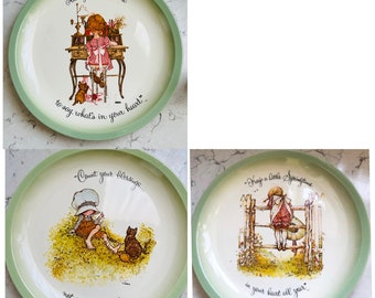Vintage Holly Hobbie Plates -Always Take The Time To Say..., Count Your Blessings Not Your Troubles, And Keep A Little Springtime...