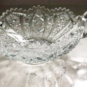 Vintage Handled Nappy Daisy and Button Clear Ohio by IMPERIAL GLASS-OHIO, Farmhouse Chic, Kitchen Decor image 2