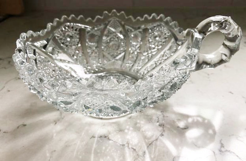 Vintage Handled Nappy Daisy and Button Clear Ohio by IMPERIAL GLASS-OHIO, Farmhouse Chic, Kitchen Decor image 2