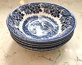 Blue Willow inspired yarn bowl lovebirds chinoiserie