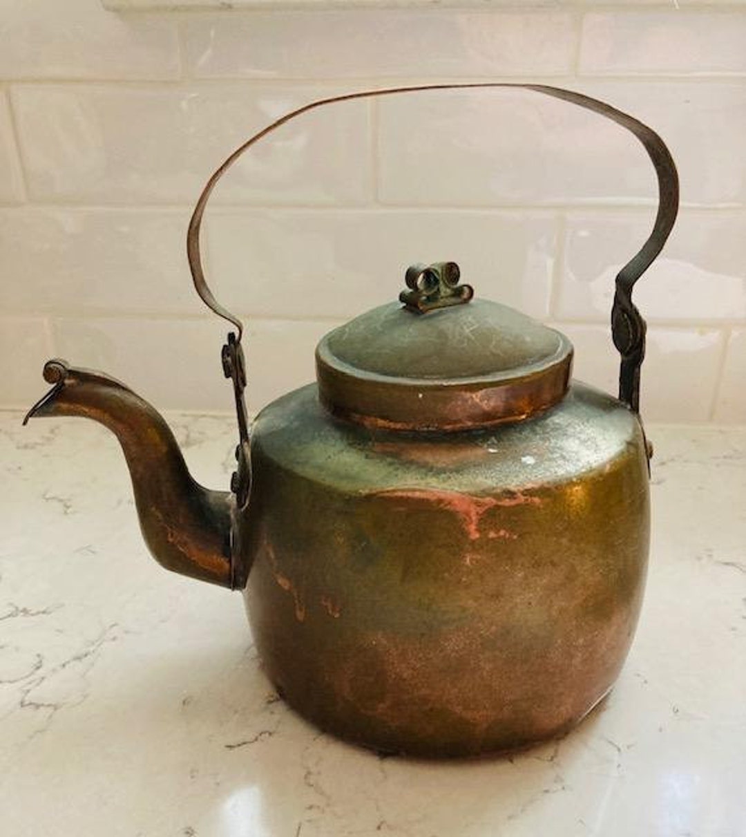 Antique Skultuna Swedish Copper Metal Tea Kettle or Coffee Kettle