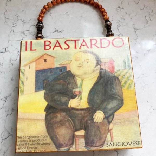 Vintage Bastardo Cigar Box Purse with Botero Velvet and Mirror Interior Beaded Handle, Colombian Art Fashion Gaudy Style