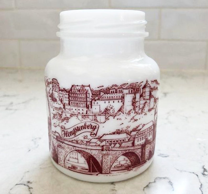 Vintage Heidelberg Small Milk Glass Mustard Jar without Lid image 3