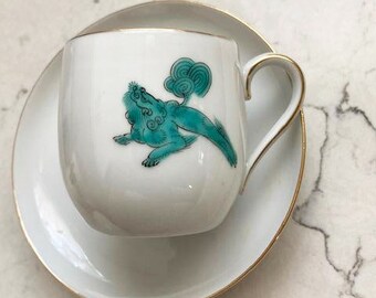 ヴィンテージ シルバー メッキ 東洋風ドラゴン デザイン マグカップ