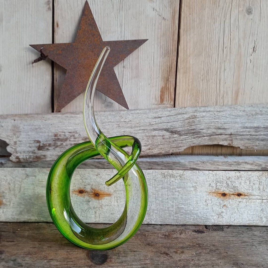 Murano Green Clear Glass Love Knot Sculpture MCM des années Etsy