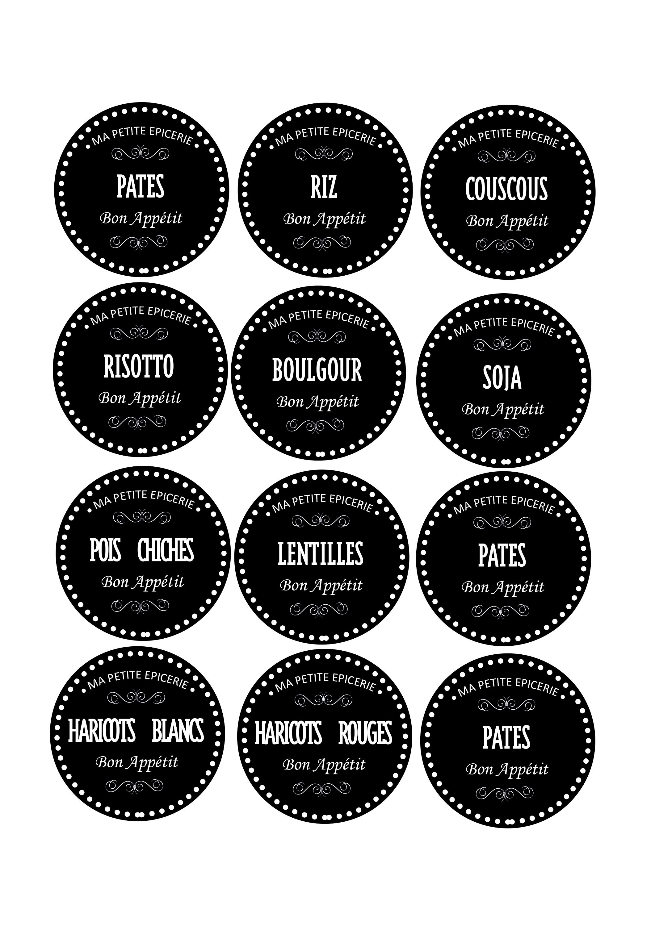 Etiquettes Bocaux Cuisine