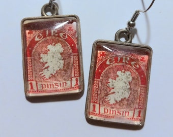 Ireland Postage Stamp Earrings - Vintage Unusual Unique Jewellery Jewelry Mum Sister Aunt Friend Gift Retro Gift Rigg House Co Scotland