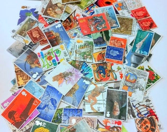 50 or 100 GB Great Britain vintage Postage Stamps - Craft Collecting Card Making Scrapbooking stamp bundle bulk Rigg House Co Scotland