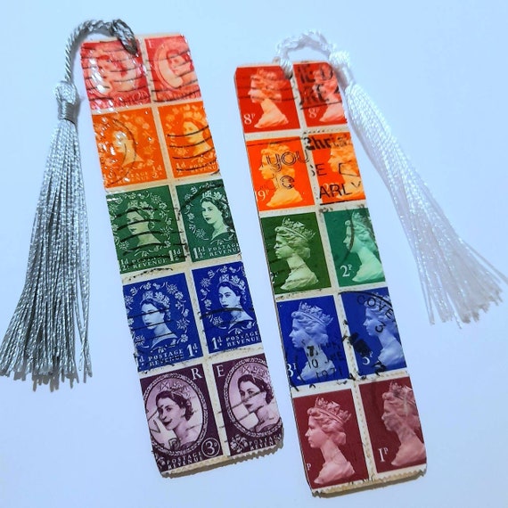 2 X Wooden Postage Stamp Bookmarks Queen Elizabeth II Birds Etsy