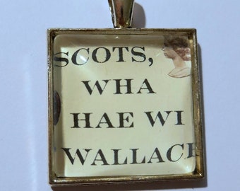 Robert Burns 1996 Postage Stamp Pendant 'Scots Wha Hae' - 27mm square - Mum Sister Granny Gift Scotland Poetry Rigg House Co