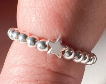 Star Ring, Silver Spinner Ring, 925 Sterling Sliver Ring, Beads Ring, Gift, Ring For Women Men, Fidget Rings, Handmade Ring, Anxiety Ring