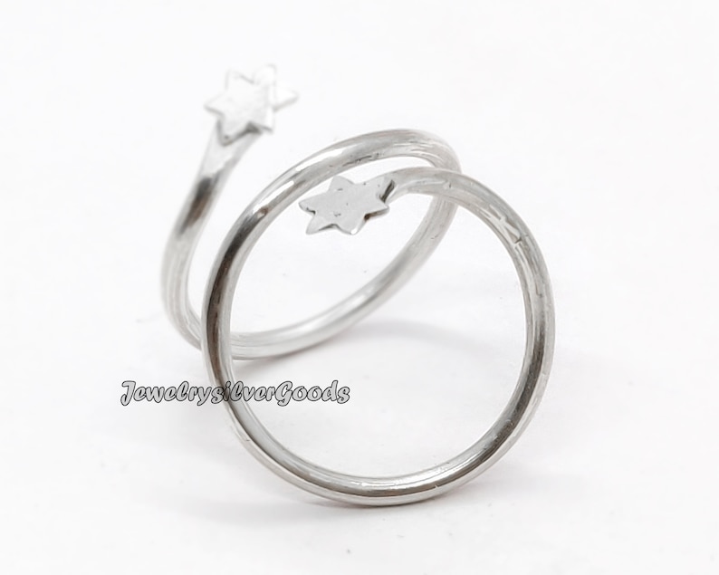 Two Star Silver Ring 100/% 925 Sterling Silver Statement Ring Brithday Ring Wedding Band Silver Ring co-615 Handmade