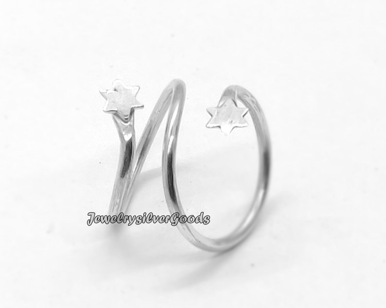 Two Star Silver Ring 100/% 925 Sterling Silver Statement Ring Brithday Ring Wedding Band Silver Ring co-615 Handmade