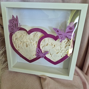 Scatola ombra, scatola luminosa, regalo, decorazione, papà, mamma, regalare, unico, cornice, fatto a mano, luce, carta, bambino, nascita, matrimonio