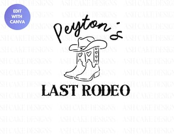 Ultimo rodeo, design per festa di addio al nubilato, logo PNG per festa di addio al nubilato, modello Canva modificabile, download immediato