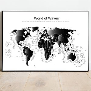 World of Waves - Black Special - Surfmap Poster