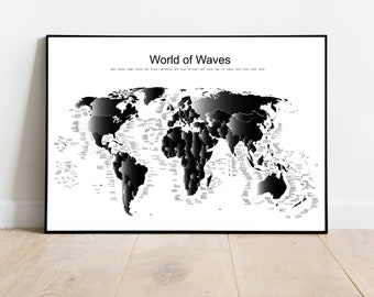 World of Waves - Black Special - Surfkarte Poster
