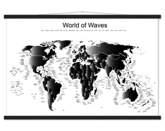 World of Waves Surf Map - Flüssige Version in Schwarz